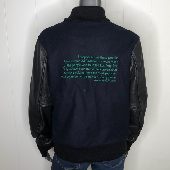 Regarding LA Bomber Jacket Leather Sleeves Large - Picture 3 of 4